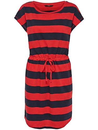 Only Onlmay S/s Dress Noos Vestido, Multicolor (Night Sky Stripes: Block High Risk Red), 40 (Talla del Fabricante: Medium) para Mujer