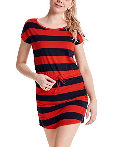 Only Onlmay S/s Dress Noos Vestido, Multicolor (Night Sky Stripes: Block High Risk Red), 40 (Talla del Fabricante: Medium) para Mujer