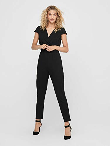 Only ONLMONNA Capsleeve Jumpsuit JRS Mono Largo, Negro, S Mujer