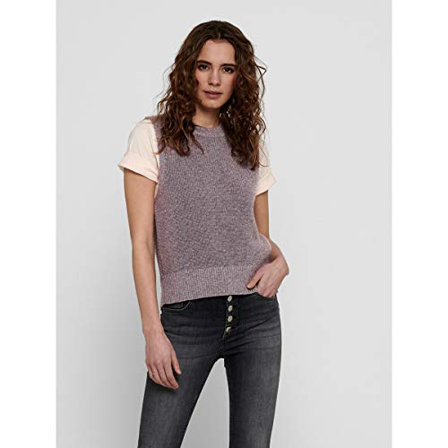 Only ONLPARIS Life Vest KNT Noos Chalecos suéteres, Ash RoseDetail:W. Melange, S para Mujer