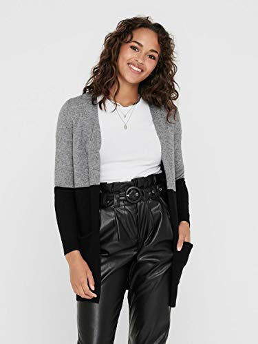Only ONLQUEEN L/S Long Cardigan KNT Noos Chaqueta Punto, Color Gris Jaspeado 2, S para Mujer