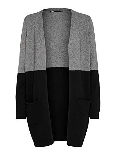 Only ONLQUEEN L/S Long Cardigan KNT Noos Chaqueta Punto, Color Gris Jaspeado 2, S para Mujer