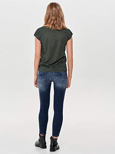 Only ONLSILVERY S/S V Neck Lurex Top JRS Noos Camiseta, Blue Mirage, S para Mujer