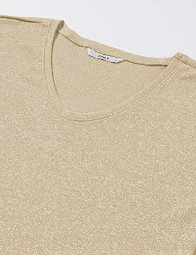 Only onlSILVERY S/S V Neck Lurex Top JRS Noos Camiseta, Dorado (Gold Colour Gold Colour), Large para Mujer