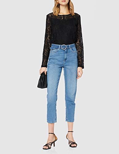 Only ONLSNOWY LS Lace Top WVN Camiseta, Negro, XS para Mujer