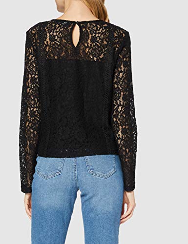 Only ONLSNOWY LS Lace Top WVN Camiseta, Negro, XS para Mujer