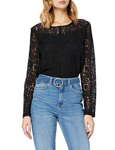 Only ONLSNOWY LS Lace Top WVN Camiseta, Negro, XS para Mujer