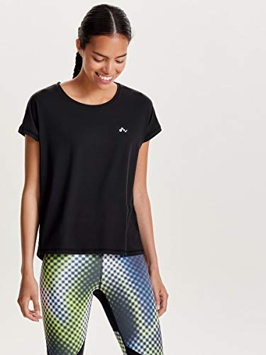 Only Onpaubree SS Loose Training tee-Opus Camisa Deportiva, Negro (Black Black), Medium para Mujer