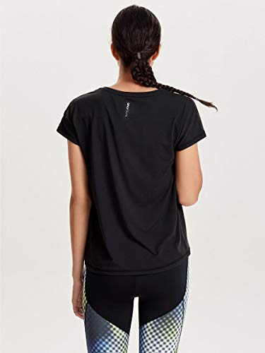 Only Onpaubree SS Loose Training tee-Opus Camisa Deportiva, Negro (Black Black), Medium para Mujer