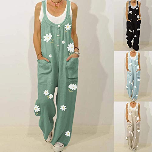 Onsoyours Monos Mujer Verano Peto Sin Mangas De Las Mujeres AlgodóN Suelto Lino Vestido Largo Fiesta Mono B Negro 34