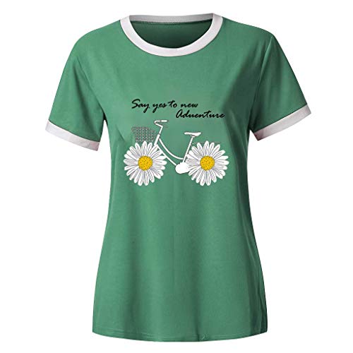 Onsoyours Verano Camisas De Hombro Frío Blusas Tops del Batwing Camisetas sin Mangas Camiseta Casual Camiseta para Mujer B Verde 44