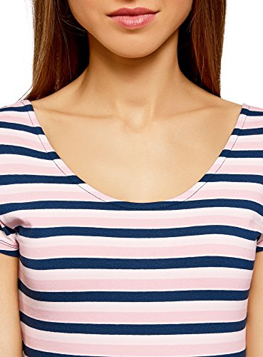 oodji Collection Mujer Vestido Ajustado con Escote Pronunciado en la Espalda, Rosa, ES 44 / XL