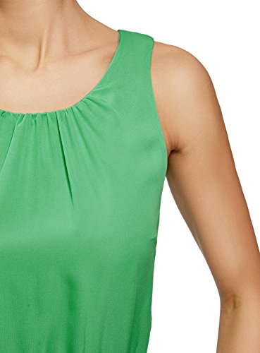 oodji Collection Mujer Vestido sin Mangas con Parte Inferior Asimétrica, Verde, ES 46 / XXL