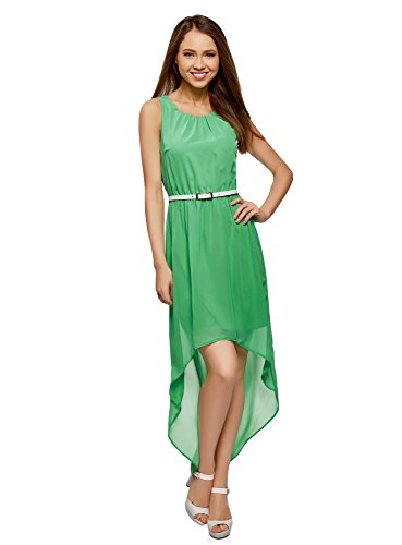 oodji Collection Mujer Vestido sin Mangas con Parte Inferior Asimétrica, Verde, ES 46 / XXL