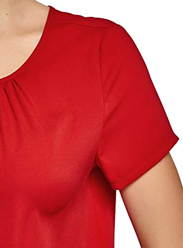 oodji Ultra Mujer Blusa Ancha con Escote Gota, Rojo, ES 36 / XS