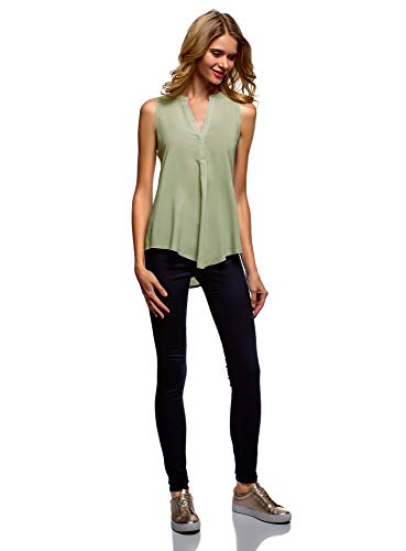oodji Ultra Mujer Blusa Básica de Viscosa, Verde, ES 42 / L