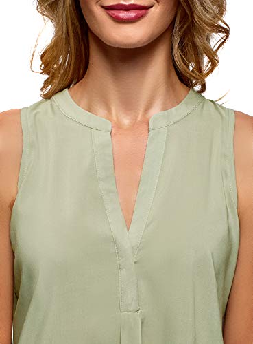 oodji Ultra Mujer Blusa Básica de Viscosa, Verde, ES 42 / L