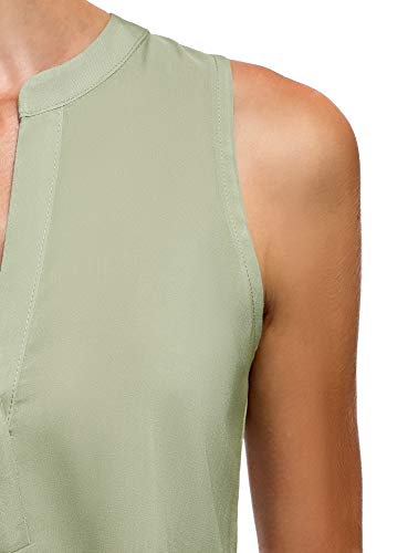 oodji Ultra Mujer Blusa Básica de Viscosa, Verde, ES 42 / L