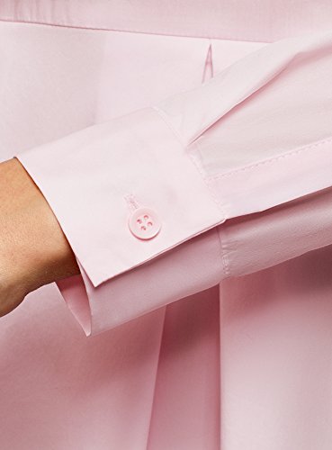 oodji Ultra Mujer Blusa de Algodón con Volante, Rosa, ES 34 / XXS