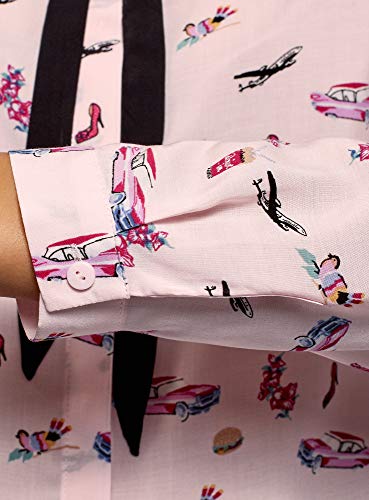 oodji Ultra Mujer Blusa de Viscosa con Lazos, Rosa, ES 42 / L