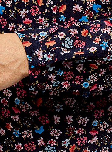 oodji Ultra Mujer Blusa Estampada de Viscosa, Azul, ES 36 / XS