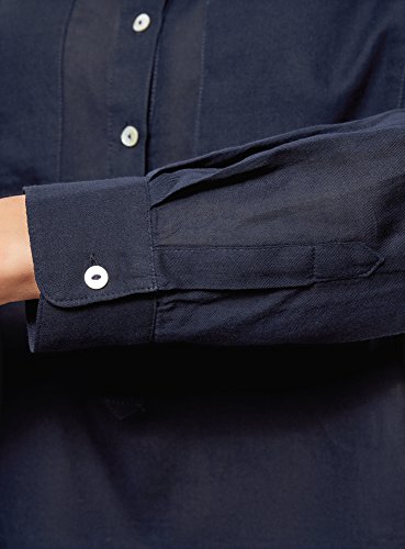 oodji Ultra Mujer Camisa Ancha de Algodón, Azul, ES 38 / S