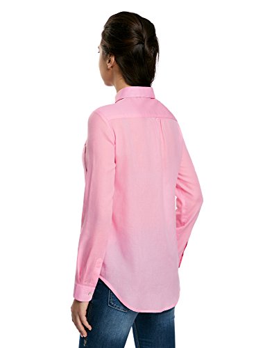 oodji Ultra Mujer Camisa Ancha de Algodón, Rosa, ES 34 / XXS