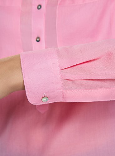 oodji Ultra Mujer Camisa Ancha de Algodón, Rosa, ES 34 / XXS