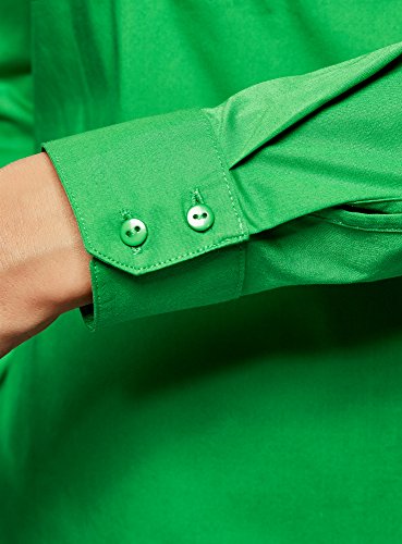 oodji Ultra Mujer Camisa Básica con Bolsillos en el Pecho, Verde, ES 34 / XXS
