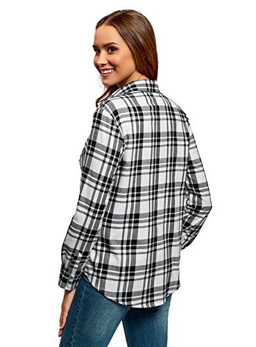 oodji Ultra Mujer Camisa de Algodón con Bolsillos en el Pecho, Negro, ES 34 / XXS