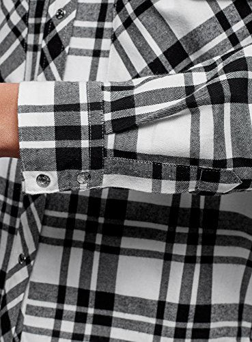 oodji Ultra Mujer Camisa de Algodón con Bolsillos en el Pecho, Negro, ES 34 / XXS