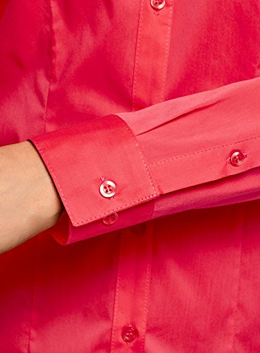 oodji Ultra Mujer Camisa Entallada con Escote en V, Rosa, ES 38 / S