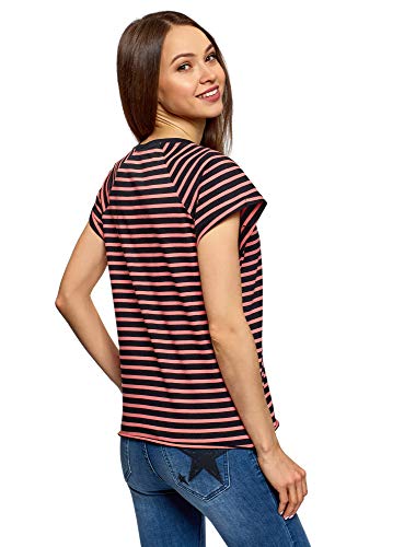 oodji Ultra Mujer Camiseta de Algodón Básica, Multicolor, ES 34 / XXS