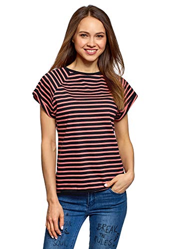 oodji Ultra Mujer Camiseta de Algodón Básica, Multicolor, ES 34 / XXS