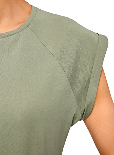 oodji Ultra Mujer Camiseta de Algodón Básica, Verde, ES 34 / XXS