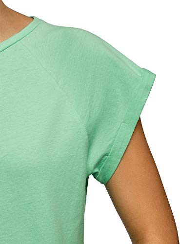 oodji Ultra Mujer Camiseta de Algodón Básica, Verde, ES 42 / L