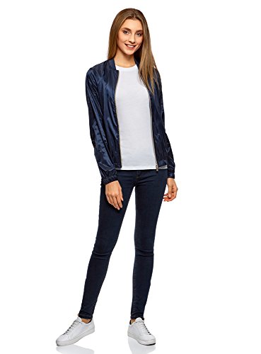 oodji Ultra Mujer Camiseta de Algodón con Cuello Redondo, Blanco, ES 38 / S