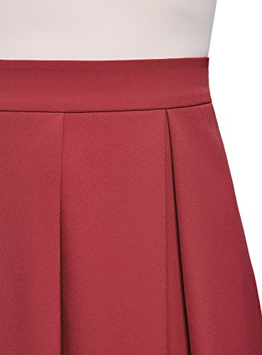 oodji Ultra Mujer Falda Acampanada con Pliegues, Rojo, ES 36 / XS