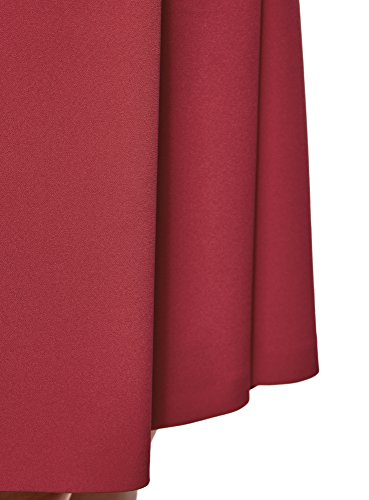 oodji Ultra Mujer Falda Acampanada con Pliegues, Rojo, ES 36 / XS