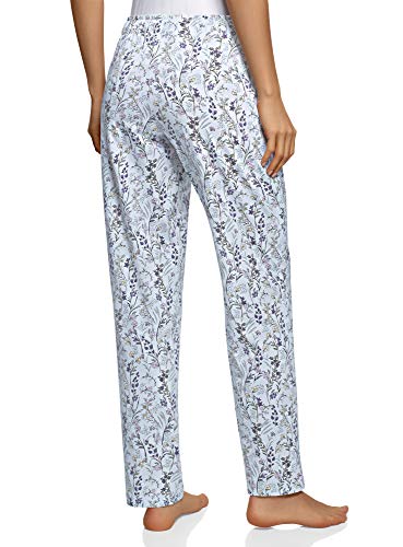 oodji Ultra Mujer Pantalones Estampados de Estar por Casa, Azul, ES 36 / XS