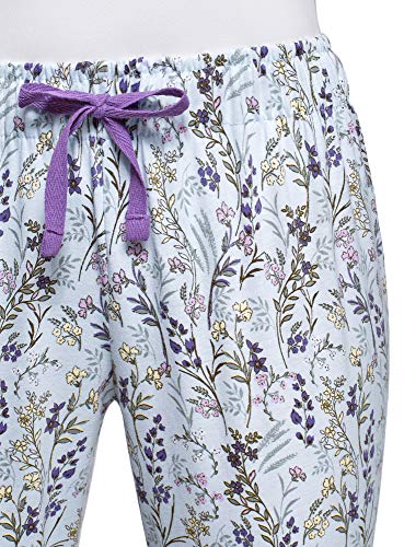oodji Ultra Mujer Pantalones Estampados de Estar por Casa, Azul, ES 36 / XS