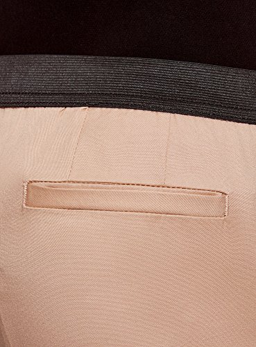 oodji Ultra Mujer Pantalones Recortados con Cintura Elástica, Beige, ES 42 / L