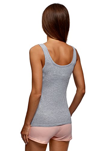 oodji Ultra Mujer Pijama de Algodón con Estampado, Gris, ES 36 / XS