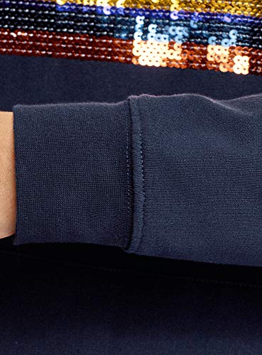 oodji Ultra Mujer Sudadera de Algodón con Capucha y Bolsillo de Canguro, Azul, ES 36 / XS