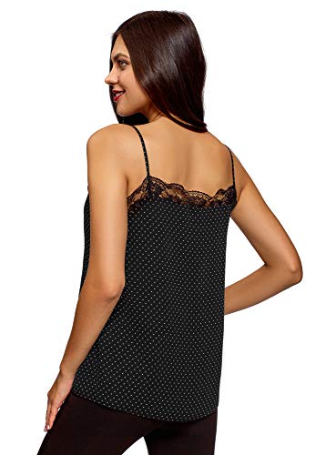 oodji Ultra Mujer Top de Estilo Ropa Interior con Bordes de Encaje, Negro, ES 36 / XS