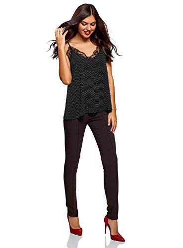 oodji Ultra Mujer Top de Estilo Ropa Interior con Bordes de Encaje, Negro, ES 36 / XS