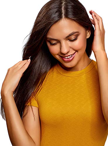 oodji Ultra Mujer Vestido Ajustado con Cremallera, Amarillo, ES 36 / XS