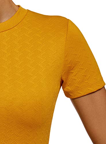 oodji Ultra Mujer Vestido Ajustado con Cremallera, Amarillo, ES 36 / XS