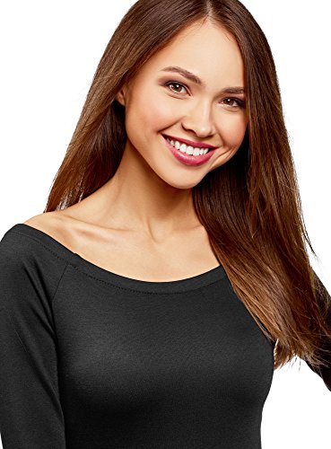 oodji Ultra Mujer Vestido Ajustado con Escote Barco, Negro, ES 36 / XS