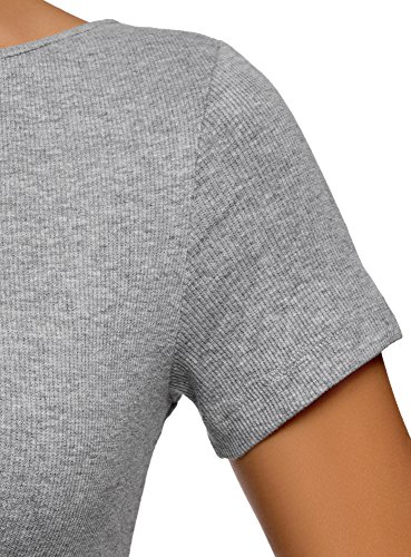 oodji Ultra Mujer Vestido Básico con Cuello Redondo, Gris, ES 44 / XL